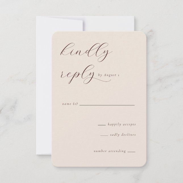 Elegant Beige Calligraphy RSVP Card (Front)