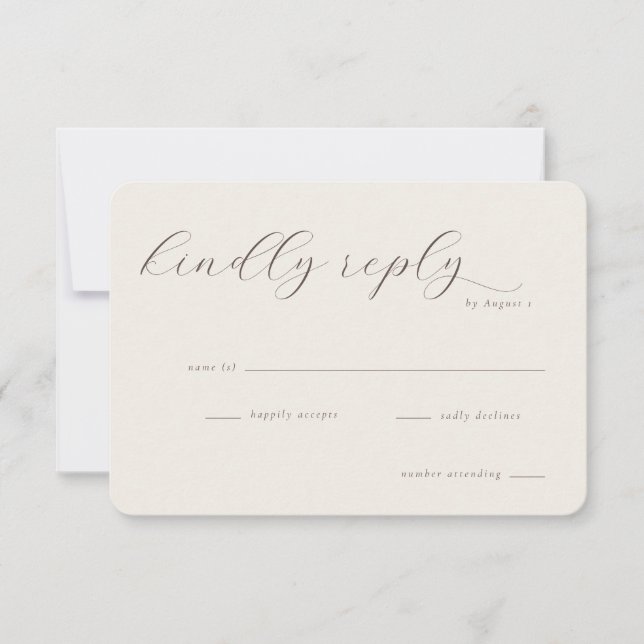 Elegant Beige Calligraphy RSVP Card (Front)