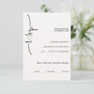 Elegant Beige Calligraphy RSVP Card