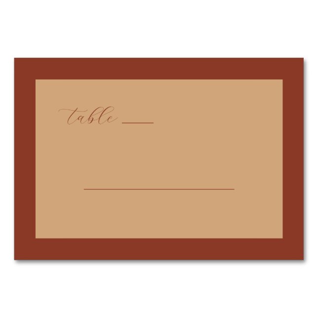 Elegant Beige Calligraphy Table Number (Front)