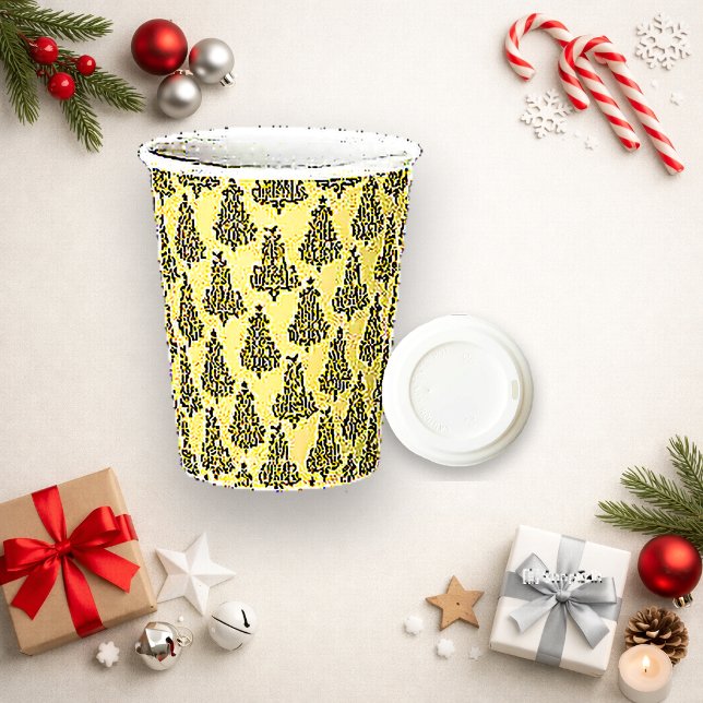 Elegant Beige Christmas Tree Pattern Design Paper Cups (Creator Uploaded)