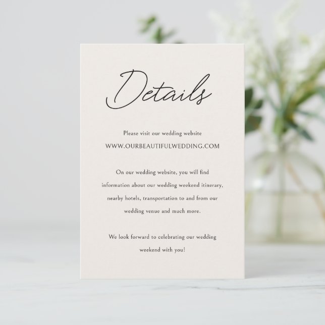 Elegant Beige Classic Wedding Enclosure Card (Standing Front)