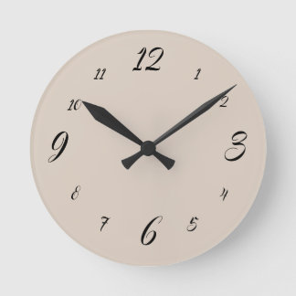Elegant Beige Cream and Black Round Clock