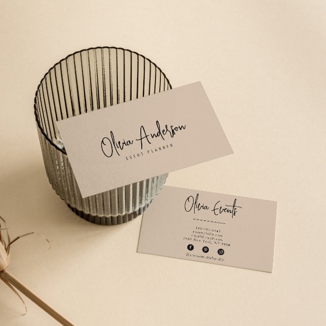 Elegant Beige Cream Minimalist Boho Chic Modern  Business Card (Creator Uploaded)