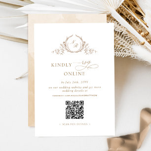 Elegant Beige Cream Monogram RSVP Online QR Code  Enclosure Card