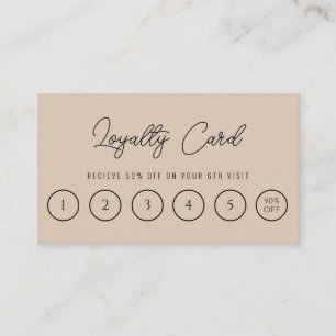 Elegant Beige Cream Trendy Boho Modern 6 Punch  Loyalty Card