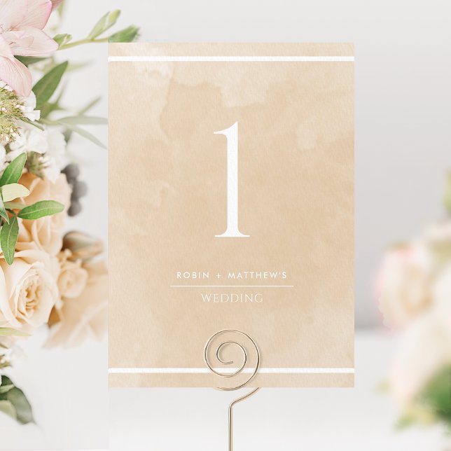 Elegant Beige Cream Watercolor Table Number (Creator Uploaded)