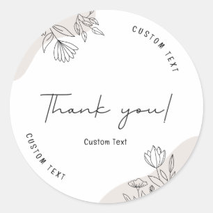 Elegant Beige Custom Text Tank You Classic Round Sticker