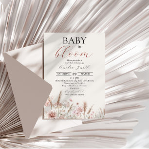 Elegant Beige Floral Baby in Bloom Shower Invitation
