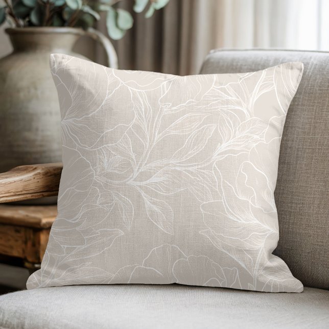 Elegant Beige Floral Botanical Cushion (Creator Uploaded)