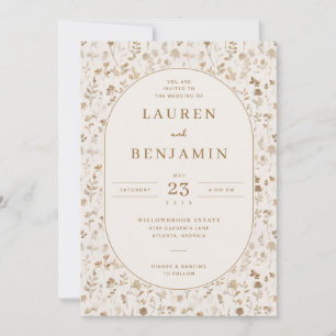 Elegant Beige Floral Botanical Invitation
