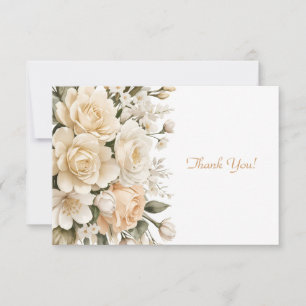 Elegant Beige Floral Bouquet Flat Card