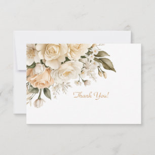 Elegant Beige Floral Bouquet Flat Card