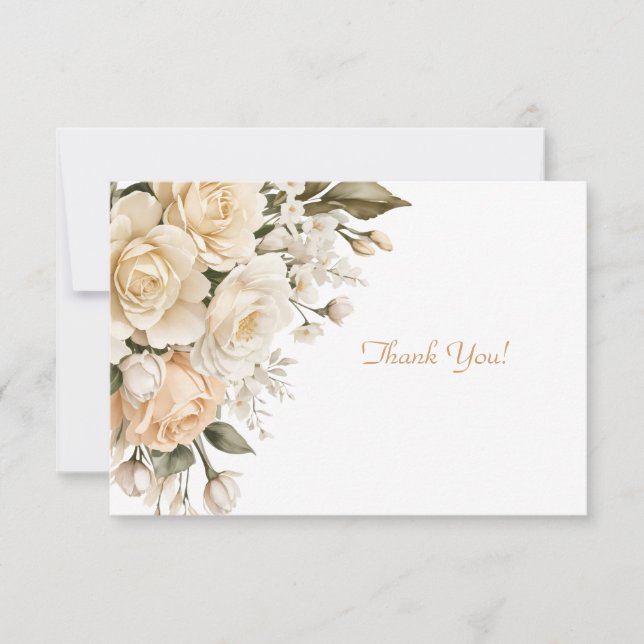 Elegant Beige Floral Bouquet Flat  Card (Front)