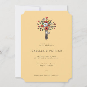 Elegant Beige Floral Bouquet Illustration Invitation