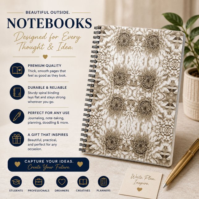 Elegant Beige Floral Journal Notebook (Creator Uploaded)