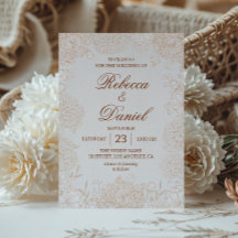 Elegant Beige Floral Line Art Wedding Minimal