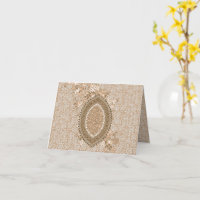 Elegant Beige Floral Medallion Folded Greeting