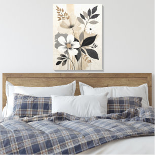 Elegant Beige Floral Minimalist Botanical Design Canvas Print