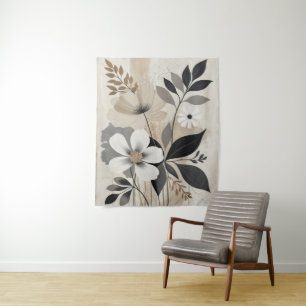 Elegant Beige Floral Minimalist Botanical Design  Tapestry