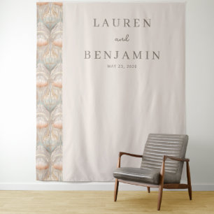 Elegant Beige Floral Pattern Tapestry