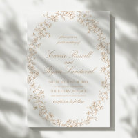 Elegant Beige Floral Roses Fine Line Art Wedding