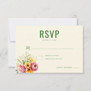 Elegant Beige Floral RSVP Card