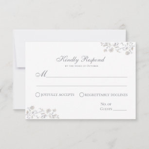 Elegant Beige Floral Vintage Response Card