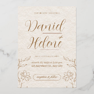 Elegant Beige Floral Wedding Invitation