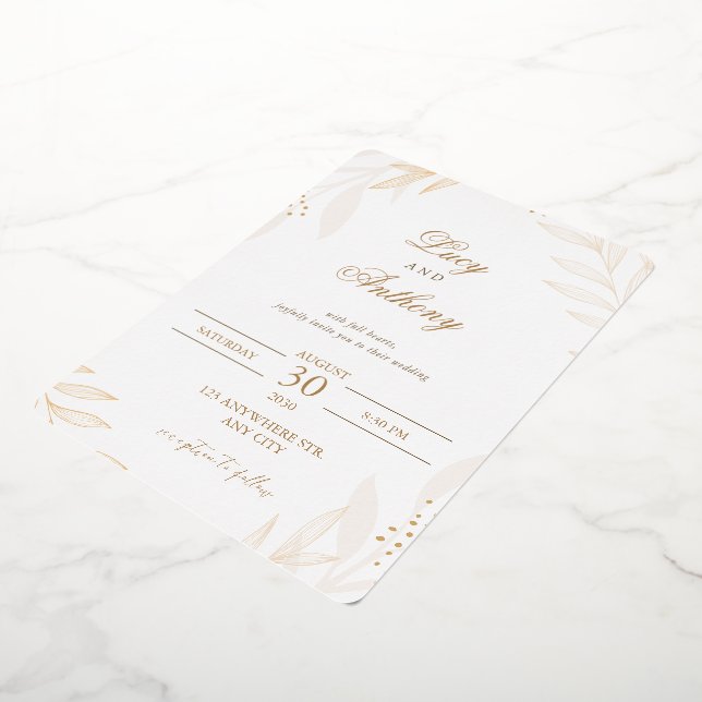 Elegant Beige Floral Wedding Invitation Template (Rotated)