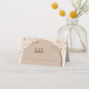 Elegant Beige Floral Wedding Place Card