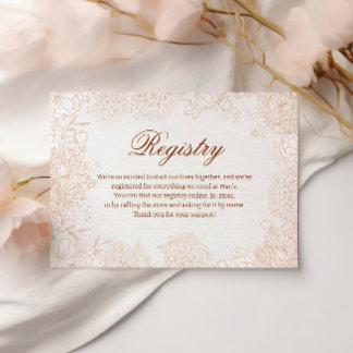 Elegant Beige Floral Wedding Registry Minimal Enclosure Card