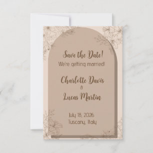 Elegant Beige Floral Wedding Save The Date