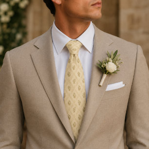 Elegant Beige Floral Wedding Tie