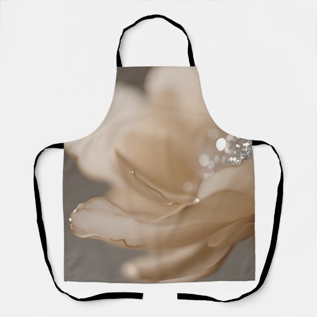Elegant Beige Flower Close Up Apron (Front)