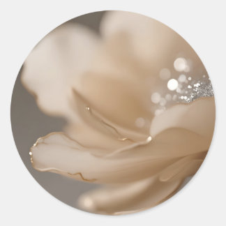 Elegant Beige Flower Close Up Classic Round Sticker