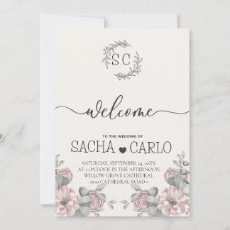 Elegant Beige Flowery wedding invitation card
