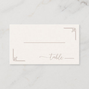 Elegant Beige Geometric Accents Place Card