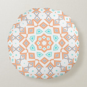 Elegant beige geometric retro pattern round cushion