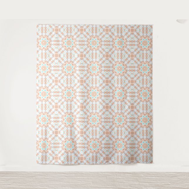Elegant beige geometric retro pattern tapestry (Front)