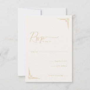 Elegant Beige Geometric RSVP Card
