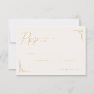 Elegant Beige Geometric RSVP Card