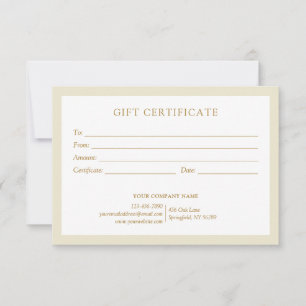Elegant Beige Gold Business Logo Gift Certificate