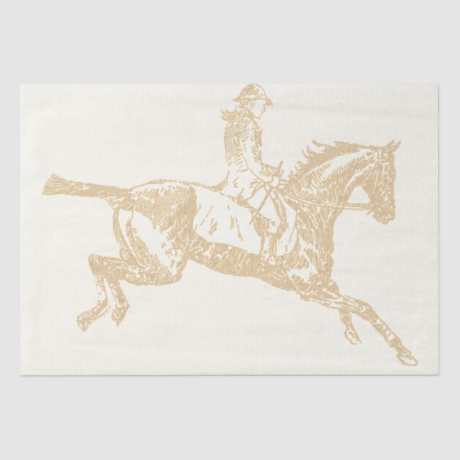 Elegant Beige Gold Girl Horseback Riding Tissue Paper (Front)