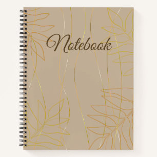 Elegant Beige & Gold Leaf Notebook