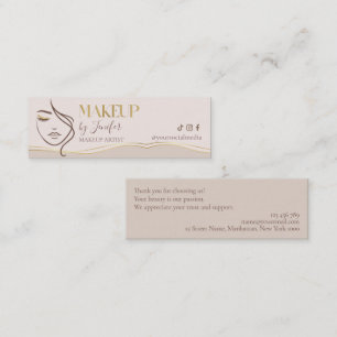 Elegant Beige & Gold Makeup Artist Thank you Card
