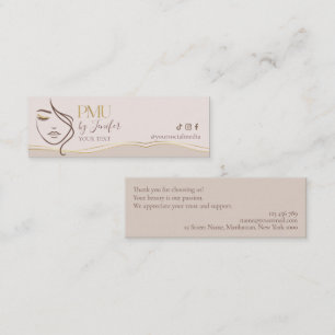 Elegant Beige & Gold PMU Thank you Card