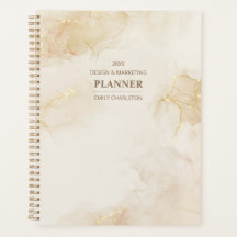Elegant Beige Gold Watercolor | Business Planner