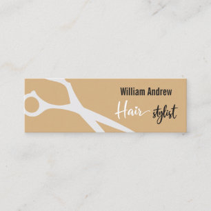 Elegant Beige Hairdresser Photo Mini Business Card