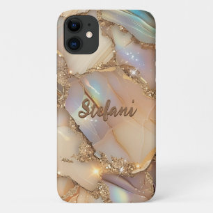 Elegant Beige Holographic Glitter Alcohol Ink Case-Mate iPhone Case